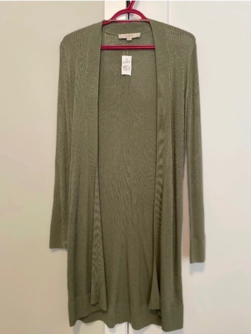 Loft Olive Green Light Weight Fall Midi Length Ribbed Sweater